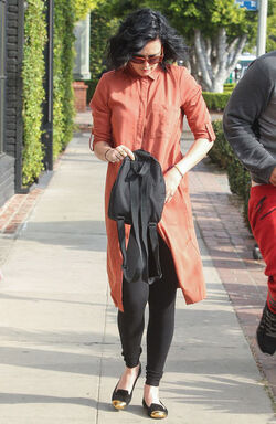 Rumer Willis wears a shirt dress