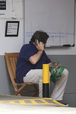Oliver Platt Waiting for His Car in the West Village