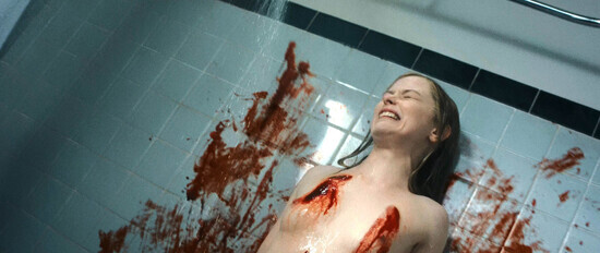 Suzanna Son topless shower scene in the new TV series Monster The Ed Gein Story 