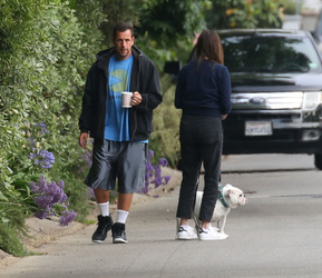 Adam Sandler walking his cute puppy Adam Sandler walking his cute puppy
