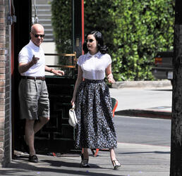 Dita Von Teese in her trademark vintage style seen out in Los Angeles Dita Von Teese in her trademark vintage style seen out in Los Angeles