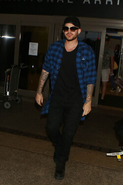 Adam Lambert Casual At LAX Before Summer Tour