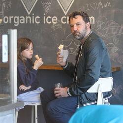 Ben Affleck picked up daughter Seraphina from school and the pair stopped for an ice cream cone in Brentwood.