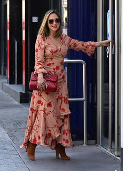 Myleene Klass seen arriving at Global Radio Studios