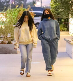 Kourtney Kardashian 41 and her TikTok star BFF Addison Rae 19 wear matching hoodies for dinner in Malibu