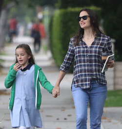 Jennifer Garner super cute in plaid during morning outing with the girls