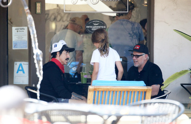Doting dad Anthony Kiedis cuddles with son Everly Bear during lunch outing Doting dad Anthony Kiedis cuddles with son Everly Bear during lunch outing