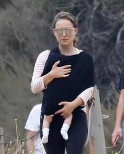 Natalie Portman hiking with infant daughter Amalia