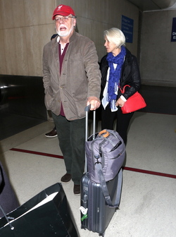 Helen Mirren and Taylor Hackford return from New Orleans where Helen gave a speech for the graduating students 