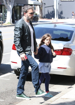 Ben Affleck picked up daughter Seraphina from school and the pair stopped for an ice cream cone in Brentwood.