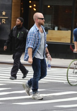 Ben Foster Walking Alone in Lower Manhattan