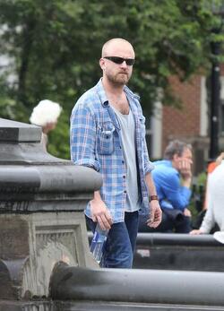 Ben Foster Walking Alone in Lower Manhattan