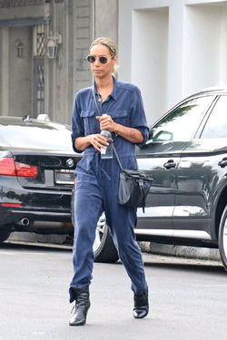 Slender Leona Lewis proves her stylish flair in utility inspired jumpsuit as she treats herself to a pampering session at the hair salon in LA