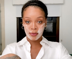 Rihanna goes make up free as she reveals skincare routine