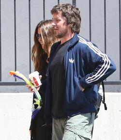 Christian Bale and his wife their their son out for breakfast