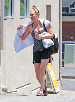 Hot and sweaty Kaley Cuoco is red faced as she leaves LA gym after Sunday workout session