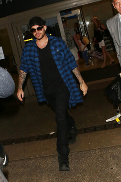 Adam Lambert Casual At LAX Before Summer Tour