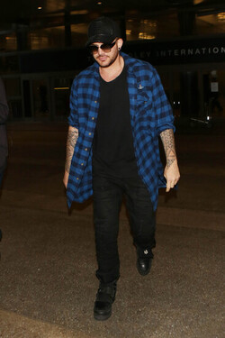 Adam Lambert Casual At LAX Before Summer Tour