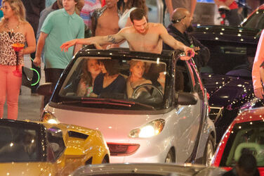 Scarlet Johansen and cast on the set of her raunchy new comedy Rock That Body