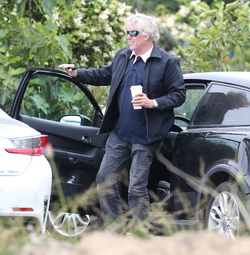 Gary Busey buttons up for the preppy look in Malibu
