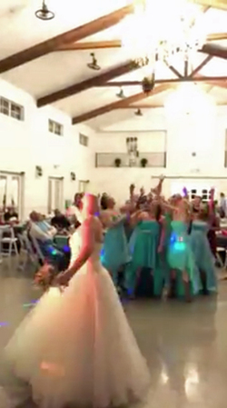 BRAVE BRIDE WITH CANCER THROWS WIG BEFORE FLINGING BOUQUET AT WEDDING RECEPTION