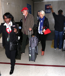 Helen Mirren and Taylor Hackford return from New Orleans where Helen gave a speech for the graduating students 