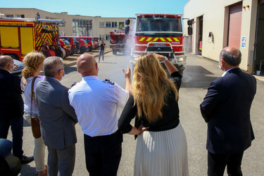 Marlene Schiappa during a visit of the Fire and Security Department in Ajaccio