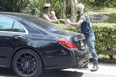 Behati Prinsloo and Adam Levine with Daughter Dusty Rose