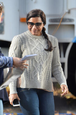 Mindy Kaling seen leaving her trailer on the set of Oceans 8 