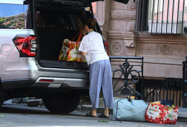 Sofia Coppola struggles with bags as she loads up her car in New York Sofia Coppola struggles with bags as she loads up her car in New York