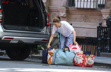 Sofia Coppola struggles with bags as she loads up her car in New York Sofia Coppola struggles with bags as she loads up her car in New York