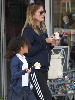 Ellen Pompeo and daughter Stella get out for some frozen yogurt in Beverly Hills.