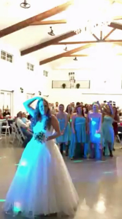BRAVE BRIDE WITH CANCER THROWS WIG BEFORE FLINGING BOUQUET AT WEDDING RECEPTION