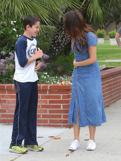 Selena Gomez Greeted by a fan While out With Bodyguard