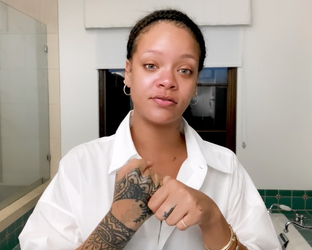 Rihanna goes make up free as she reveals skincare routine