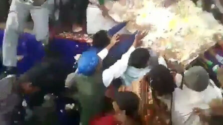 Moment Poor Devour Huge Cake For Indian Politician