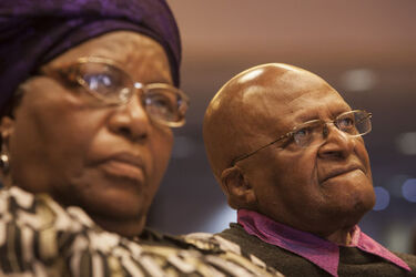 CAPE TOWN SOUTH AFRICA JULY Anglican Archbishop Emeritus Desmond Tutu during a banquet at the Cape Town Civic Centre to launch the Ubuntu at Home project Photo by Halden Krog CAPE TOWN SOUTH AFRICA JULY Anglican Archbishop Emer CAPE TOWN SOUTH AFRICA JULY Anglican Archbishop Emeritus Desmond Tutu during a banquet at the Cape Town Civic Centre to launch the Ubuntu at Home project Photo by Halden Krog CAPE TOWN SOUTH AFRICA JULY Anglican Archbishop Emer