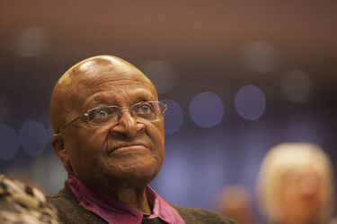 CAPE TOWN SOUTH AFRICA JULY Anglican Archbishop Emeritus Desmond Tutu during a banquet at the Cape Town Civic Centre to launch the Ubuntu at Home project Photo by Halden Krog CAPE TOWN SOUTH AFRICA JULY Anglican Archbishop Emer CAPE TOWN SOUTH AFRICA JULY Anglican Archbishop Emeritus Desmond Tutu during a banquet at the Cape Town Civic Centre to launch the Ubuntu at Home project Photo by Halden Krog CAPE TOWN SOUTH AFRICA JULY Anglican Archbishop Emer