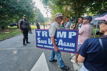 Trump supporters gather outside Fulton County Jail