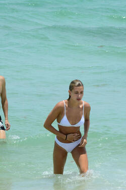 Hailey Baldwin seen out and about at the beach wearing a bikini on June 11 2017 in Miami Florida.