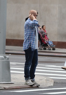 Ben Foster Walking Alone in Lower Manhattan