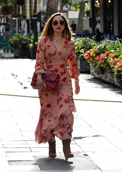 Myleene Klass seen arriving at Global Radio Studios