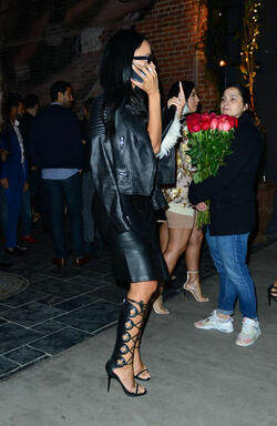 Draya Michele steps out to party at Avenue looking super sexy in her leather ensemble dark shades and lace up gladiator boots. Draya Michele steps out to party at Avenue looking super sexy in her leather ensemble dark shades and lace up gladiator boots.