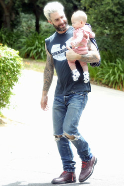 Behati Prinsloo and Adam Levine with Daughter Dusty Rose