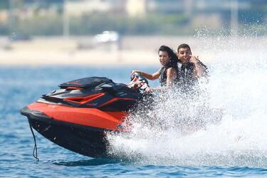 Kourtney Kardashian and boyfriend Younes Bendjima on their boat in the Bay of Cannes