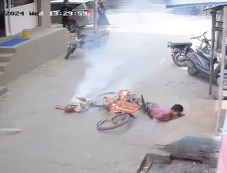 VIDEO Horrifying moment two students get electrocuted and one dies on way to school