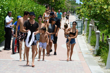 Kourtney Kardashian seen out and about at the beach wearing a bikini on June 11 2017 in Miami Florida.