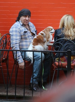 Steven Van Zandt has lunch in the West Village With his Dog
