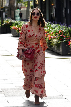 Myleene Klass seen arriving at Global Radio Studios