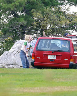 Emma Stone and Julia Garner are spotted on set of Maniac filming upstate NY. Emma Stone and Julia Garner are spotted on set of Maniac filming upstate NY.